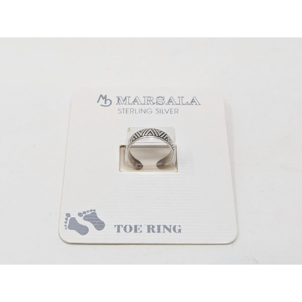 Marsala Sterling Silver Adjustable Toe Ring Geometric Pattern New